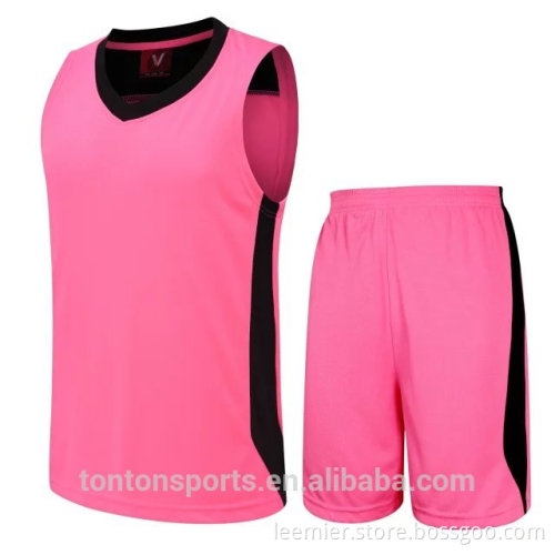Customized design 100% polyester pink basketball kits